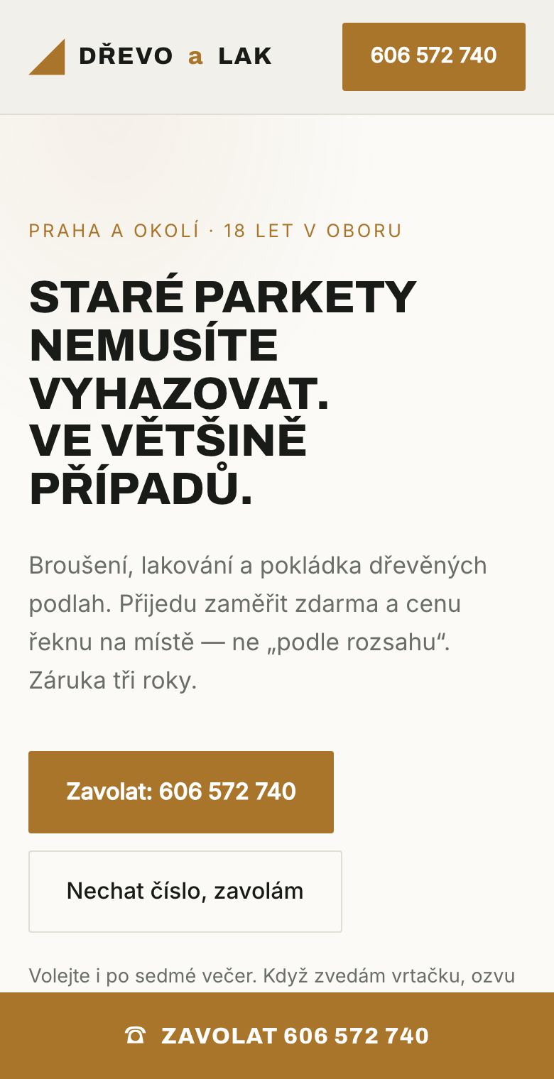 Ukázka Dřevo a Lak na telefonu